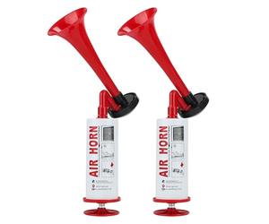 SUPAWAY Corne de supporter Klaxon sécurité Klaxon bateau Corne de brume portable pompe à air Universel air horn avec fourre pour fête camping événements sportifs ne s'épuise Jamais Rouge-2Pcs