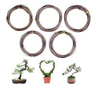 SUPAWAY Fil d'fer anodisé pour bonsaïs 5 rouleaux 5 tailles - 1,0/1,5/2,0/2,5/3,0mm, marron, 50m total