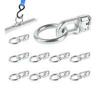 SUPAWAY Lot de 10 Fixations Double Goujon avec Anneau, Rail en L avec Double Goujon pour Sangle, Résistance à la Rupture 2500kg, Accessoires pour Rails Chargement de Camion,Remorque,Pick-up (Argenté)