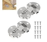 SUPAWAY Lot de 2 Charnières à rabattre semi-circulaires, axe de rotation à 90° Charnière de couvercle réglable 3D 35 mm, Charnière de meuble pour battants en bois, armoire de cuisine, dressing