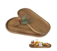SUPAWAY Lot de 2 Plateau Ovale en Bois Grand 30x15x2cm+ Petit 30x12x2cm Plateaux en Bois Acacia Plateaux décoratifs pour présenter des Fruits gâteaux collations café en-ca fêtes Marron Naturel