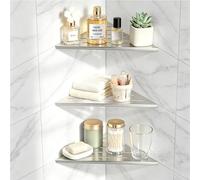 Supaway Lot de 3 Étagères d’angle pour douche en acier inox 304 étagère d’angle mural 1,5mm d'ép. Encastrée dans le carrelage avec fentes d’écoulement pour salle de bain et cuisine (Brossée, 254mm)