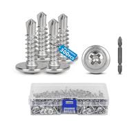 SUPAWAY Lot de 300 4,8 x 16mm Vis à tôle 410 Vis autoforeuse inox Vis métalliques pour fixation de tôle Empreinte PH/Cruciforme Auto-perceuses Autotaraudeuse pour métal pour tôle dacier aluminium bois