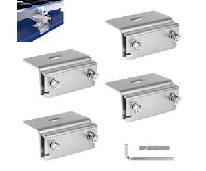 SUPAWAY Lot de 4 Attaches pour toiture en acier inoxydable 304 Fixations solaires pour panneaux photovoltaïques, toitures métalliques joints debout, panneaux solaires, résistantes corrosion durables