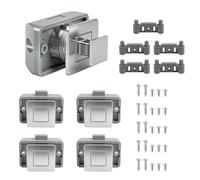 SUPAWAY Lot de 5 Serrures à bouton-poussoir carrées métalliques pour camping-car Serrure à glissière carrée, Verrou de tiroir sans clé pour mobil-home,bateau,yacht,armoire,porte, compartiment (Chrome)