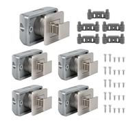 SUPAWAY Lot de 5 Verrous de tiroir carrés métalliques pour camping, Serrure à glissière carrée, Serrure à bouton-poussoir sans clé pour mobil-home, bateau, yacht, armoire, porte, compartiment (Nickel)