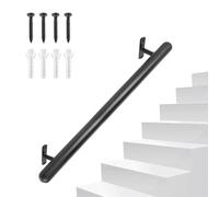 SUPAWAY Main courante escalier 91cm Rampe murale noire acier inoxydable Main courante ronde antidérapante Ø32mm Poignée sécurité adaptée jeunes/personnes âgées pour intérieur/extérieur allées piétonne