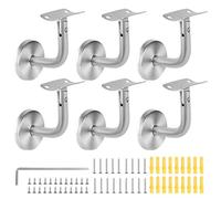 SUPAWAY Support main courante Acier inoxydable supports de rampe main Supports de main courante d'escalier Bannister fixation murale Support mural de rampe bois pour rampes escalier, Argent(Bend-6Pcs)