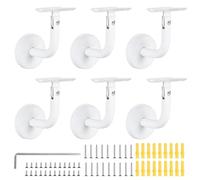 SUPAWAY Support main courante Acier inoxydable supports de rampe main Supports de main courante d'escalier Support mural de rampe en bois pour rampes escalier courante murale, Blanc (Bend-6Pcs)