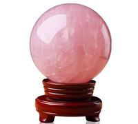 SUPBEI Boule de Cristal de Quartz Rose Naturel avec Support - Sphère de Cristal réel de guérison - Fengshii Home Decoration Ball pour Reiki, méditation, Divination,8cm