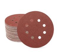 SUPBICCO Lot de 50 disques abrasifs ronds à 8 trous de 12,7 cm avec crochet et boucle, grain 80, tampons de papier abrasif en oxyde d'aluminium pour ponceuse orbitale aléatoire