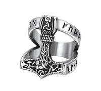 Supcare Bagues Marteau de Thor pour Homme et Garçon - Bague Viking Luhn Rune - En Acier Inoxydable 316 L - Bague avec Nœud Celtique - Vintage - Bijou Viking pour Anniversaire, 54-72 MM
