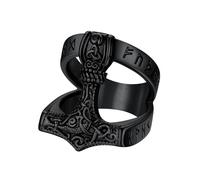 Supcare Bagues Marteau de Thor pour Homme et Garçon - Bague Viking Luhn Rune - En Acier Inoxydable 316 L - Bague avec Nœud Celtique - Vintage - Bijou Viking pour Anniversaire, 54-72 MM