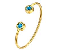 Supcare Bracelet Ouverts Plaqué Or pour Femmes avec Chiffres Romains Pierre de Naissance Grenat Bracelets en Acier Inoxydable Bracelet Viking Bracelet Punk Minimalisme
