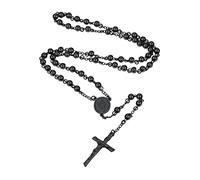 Supcare Collier Femme Homme Chapelet Catholique - 4 Styles Collier avec Perles Prière Médaille Miraculeuse. Argent/Or/Noir Crucifié Collier Croix Homme avec Jésus. Bijoux Religieux
