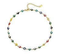 Supcare Collier Oeil d'Horus Choker Punk Ras de Cou 36 cm Chaine Court Femme Egyptien Amulette de Protection 35 cm Perle Acier Multicolore Cadeau Fetes des Meres Enfant Fille