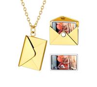 Supcare Collier personnalisé avec enveloppe, 3 styles, collier avec photo personnalisée, 4 couleurs, point de lumière, collier avec gravure personnalisée avec zircons, collier fille maman idées