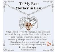 Supcare Collier Photo Personnalisé dédié à la belle-mère, Collier Bréloque Femme de 55 CM, Personnalisable avec Photo + Gravure Laser, Design Creux en forme de Cœur, avec Boîte à bijoux