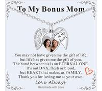 Supcare Collier Photo Personnalisé dédié à la belle-mère, Collier Bréloque Femme de 55 CM, Personnalisable avec Photo + Gravure Laser, Design Creux en forme de Cœur, avec Boîte à bijoux