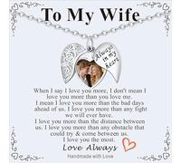 Supcare Collier Photo Personnalisé dédié à la chérie, Personnalisable avec Photo + Gravure Laser, Design Creux en forme de Cœur, avec Boîte à bijoux