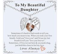 Supcare Collier Photo Personnalisé dédié à la fille, Collier Bréloque Femme de 55 CM, Personnalisable avec Photo + Gravure Laser, Design Creux en forme de Cœur, avec Boîte à bijoux