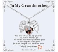 Supcare Collier Photo Personnalisé dédié à la grand-mère, Collier Bréloque Femme de 55 CM, Personnalisable avec Photo + Gravure Laser, Design Creux en forme de Cœur, avec Boîte à bijoux