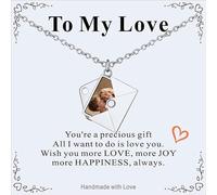 Supcare Collier Photo Personnalisé dédié à la mère, Collier Bréloque Femme de 55 CM, Personnalisable avec Photo + Gravure Laser, Design Creux en forme de Cœur, avec Boîte à bijoux