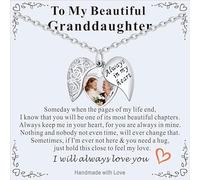 Supcare Collier Photo personnalisé dédié à la Petite-fille, Collier Bréloque Femme de 55 CM, Personnalisable avec Photo + Gravure Laser, Design Creux en forme de Cœur, avec Boîte à bijoux