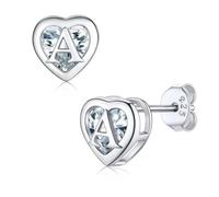 Supcare Cœur Boucles d'oreilles pour femme en argent 925, A Lettre Initiale Petites Boucles d'oreilles, Tennis Boucles d'oreilles brillantes, cadeaux pour maman fille, Argent sterling Zircon