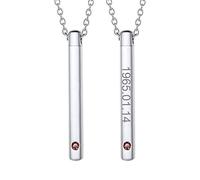 Supcare Pendentif personnalisable Collier élégant Pierre de naissance Chaîne simple Cadeau parfait d'anniversaire Gravure gratuit Médaille petit Bijou pendentif femme homme