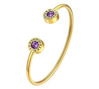 Supcare Viking Bracelet ouvert femmes chiffres romains Bracelets avec Pierre de naissance févr. Améthyste Bracelet jonc or Bracelet Womens Rock Bracelet Bracelet minimalisme