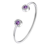 Supcare Viking Bracelet ouvert femmes chiffres romains Bracelets avec Pierre de naissance févr. Bracelet améthyste Bracelet jonc en argent Bracelet Rock Womens Bracelet minimalisme