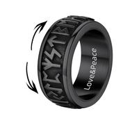 Supcare Vikings Bague Antistress Homme Rotative, Bagues Homme Acier Argent/Noir, Taille 14-32 Bague Vintage Personnalisée Gravure avec Runes Vikings/Nœuds Celtiques, Coffret Cadeau, 27,5-Cfr.67.2mm