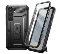 Supcase Coque antichoc Galaxy S25 – 2 protège-écrans, béquille & clip ceinture – Noir