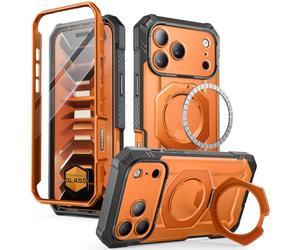SUPCASE Coque Magnétique pour iPhone 18 Pro 2026 /iPhone 17 Pro 2025 Corail | avec Protection d'Ecran en Verre Trempé [MagSafe Compatible] Support Métal Réglable (UBGrip Pro) Coque Intégrale Robuste