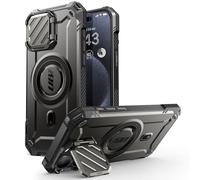 SUPCASE Coque pour iPhone 15 Pro Magnétique avec Protecteur Caméra Support Réglable [MagSafe Compatible] [Mag XT] Robuste Antichoc avec Béquille Intégrée Protection pour iPhone 15 Pro 6,1", Noir