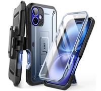 SUPCASE Coque pour iPhone 16 avec Protecteur d'écran Intégré (Unicorn Beetle Pro) [Support Pliable & Clip Ceinture] Protection Militaire Antichoc Intégrale pour iPhone 16 6,1", Bleu