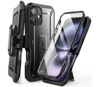 SUPCASE Coque pour iPhone 16 avec Protecteur d'écran Intégré (Unicorn Beetle Pro) [Support Pliable & Clip Ceinture] Protection Militaire Antichoc Intégrale pour iPhone 16 6,1", Noir
