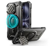 SUPCASE Coque pour iPhone 16 Magnétique avec Protecteur Caméra Support Réglable [MagSafe Compatible] (UBMag XT) Protection Militaire Robuste avec Béquille pour iPhone 16 6,1", Noir