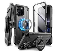 SUPCASE Coque pour iPhone 16 Pro avec Support Anneau [MagSafe Compatible] (UBPro Mag) [Protecteur d'écran & Clip Ceinture] [Protection Militaire] Coque Magnétique pour iPhone 16 Pro 6,3", Noir