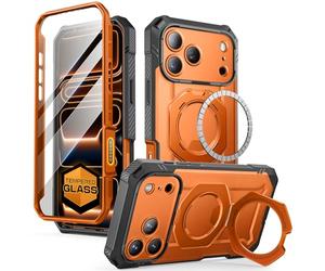 SUPCASE Coque pour iPhone 17 Pro 2025 avec Protection d'Ecran en Verre Trempé [MagSafe Compatible] Support Métal Réglable (UBGrip Pro) Coque Magnétique Robuste pour iPhone 17 Pro, Corail
