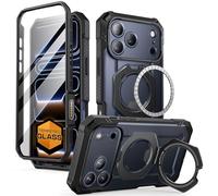 SUPCASE Coque pour iPhone 17 Pro Max 2025 avec Protection d'Ecran en Verre Trempé [MagSafe Compatible] Support Métal Réglable (UBGrip Pro) Coque Magnétique Robuste pour iPhone 17 Pro Max, Noir