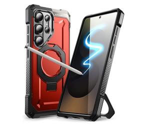 SUPCASE Coque pour Samsung Galaxy S25 Ultra avec Support Anneau Pliable (UB Grip) [MagSafe Compatible] [Adapté au S Pen] [Protection Militaire] Coque Magnétique Robuste pour S25 Ultra, Rouge