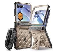 SUPCASE Coque pour Samsung Galaxy Z Flip 7 avec Support Pliable et Clip Ceinture (UB Pro) [Protection Charnières] [Protection d'Ecran Avant Verre Trempé] Coque Intégrale Qualité Militaire, Desert