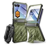 SUPCASE Coque pour Samsung Galaxy Z Flip 7 avec Support Pliable et Clip Ceinture (UB Pro) [Protection Charnières] [Protection d'Ecran Avant Verre Trempé] Coque Intégrale Qualité Militaire, Vert