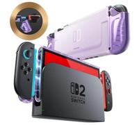 Supcase Pour Nintendo Switch 2 (2025) Étui De Protection Transparent En Cristal Avec Conception Joycon À Dégagement Rapide Et Poignée En Tpu--Purple