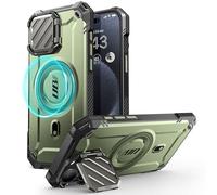 SUPCASE UB Mag XT Coque pour iPhone 15 Pro Max 6,7" (2023) avec Protection d'appareil Photo, [Compatible avec MagSafe] Coque Robuste avec béquille intégrée (Guldan)