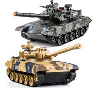 Supdex Char Militaire 1/24 RC, télécommande Char Russe T90 et Chine 99, modélisme 2,4 GHz avec lumière et fumée, Jouet adapté aux Enfants à partir de 6 Ans, garçons