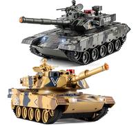 Supdex Char radiocommandé 1/24, Char Militaire américain M1A2 et Chine 99, modélisme Char 2,4 GHz avec lumière et fumée, Jouet blindé, Convient aux Enfants à partir de 6 Ans, Cadeau pour garçons