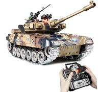 Supdex Tank Telecommande 1/18, Maquette Char RC T-90 Russe Désert Camouflage, Tank Militaire Télécommandé Adulte et Enfant, Char RC Qui Tire des Billes, Fumée, Sons et Recul Réalistes